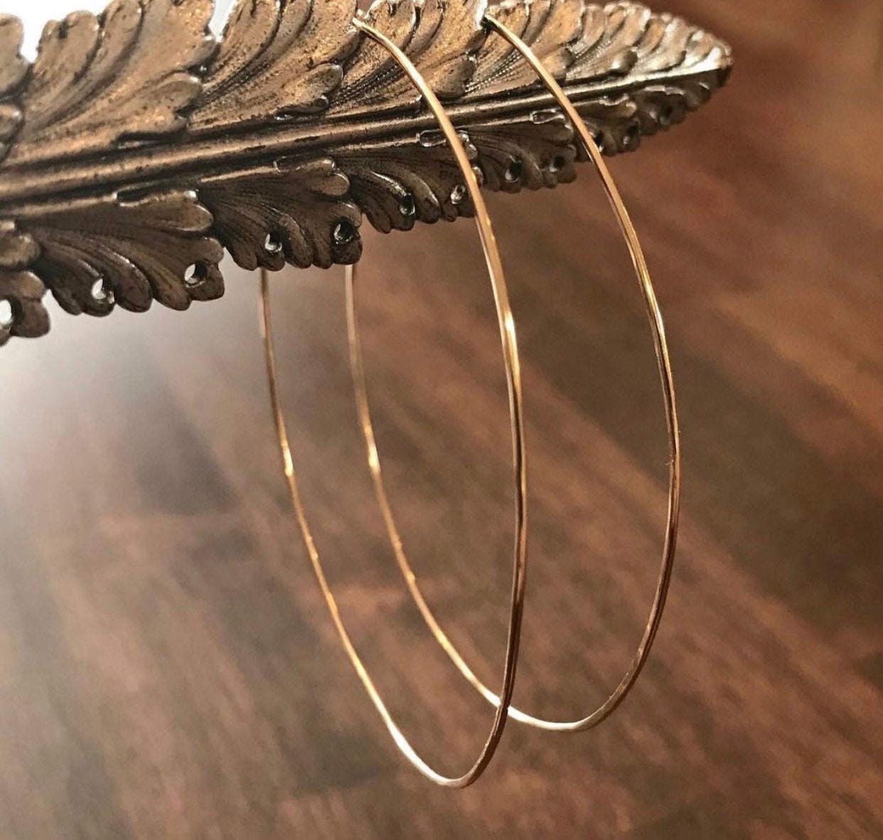 Einfädler Creolen- Zarte Dünne Sterling Silber - 14K Gold Fill- Rose 1, 5 Bis 3, 5 Zoll Einfädler Creolen- Zarte Dünne Sterling Silber - 14K Gold Fill- Rose 1, 5 Bis 3, 5 Zoll von HammerAndStoneStudio