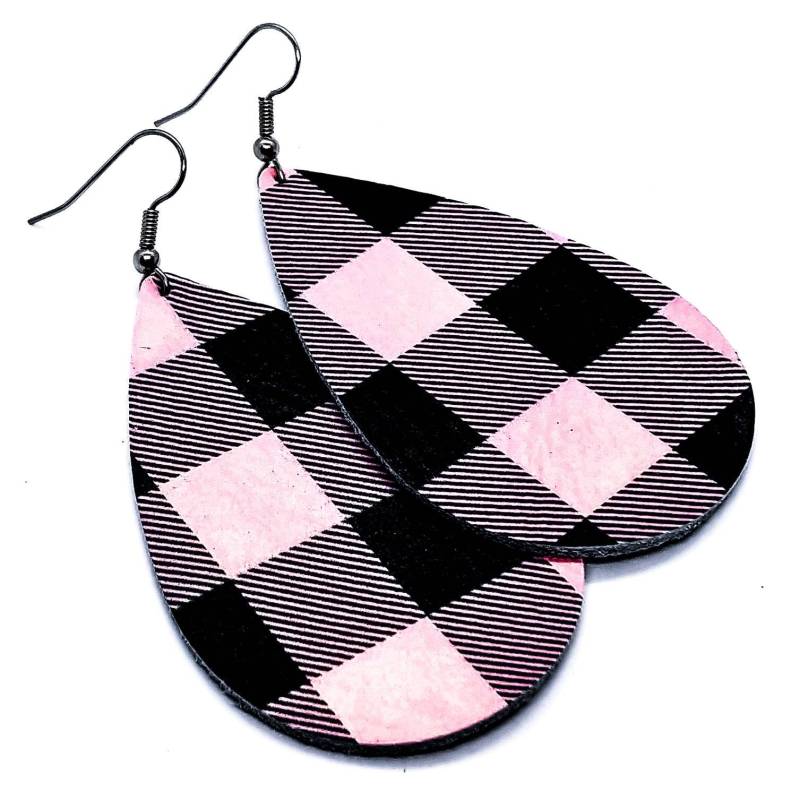 Leder Ohrringe Büffel Karo Kariert Schwarz Mit Rosa Handmade By Hammered Love Letters Leder Ohrringe Büffel Karo Kariert Schwarz Mit Rosa Handmade By Hammered Love Letters von HammeredLoveLetters