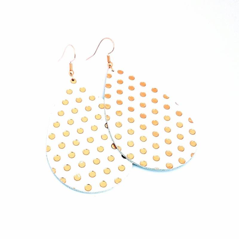 Leder Ohrringe Rosegold Polka Dots Leder Ohrringe Rosegold Polka Dots von HammeredLoveLetters