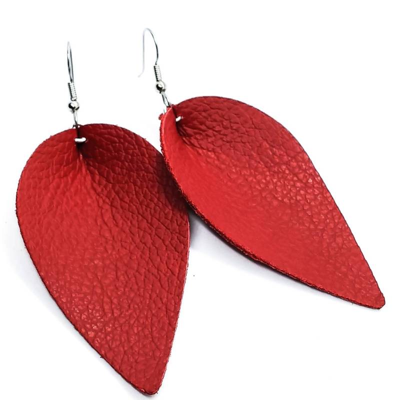 Lederohrringe Zia Magnolia Blatt Gefaltet Blattrot Handgefertigt Lederohrringe Zia Magnolia Blatt Gefaltet Blattrot Handgefertigt von HammeredLoveLetters