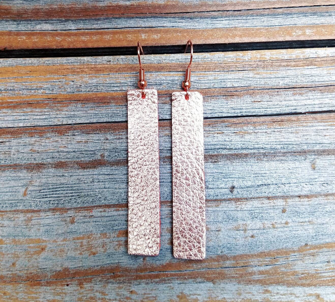 Rose Gold Leder Ohrringe Rose Gold Leder Ohrringe von HammeredLoveLetters