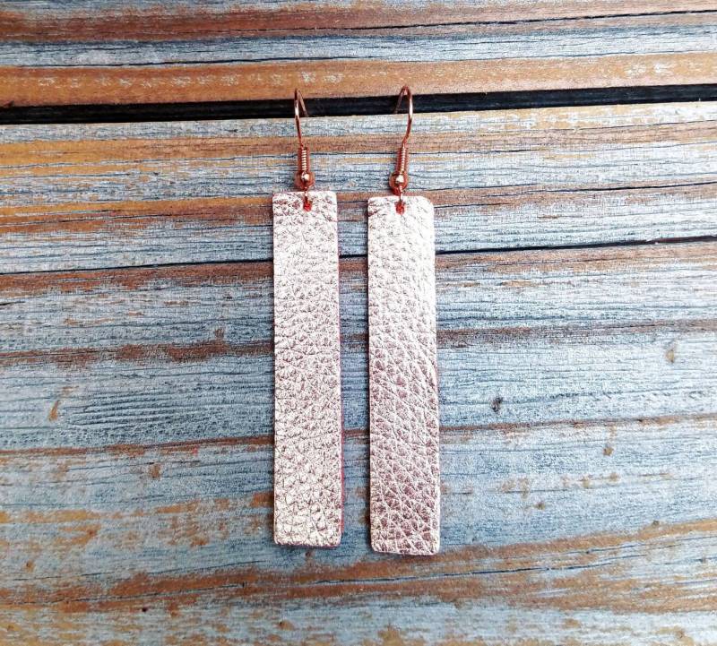 Rose Gold Leder Ohrringe Rose Gold Leder Ohrringe von HammeredLoveLetters