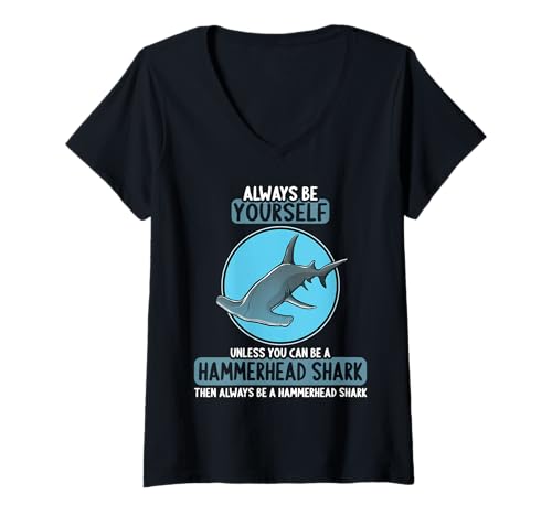 Damen Hammerhaie Hammerhai T-Shirt mit V-Ausschnitt Damen Hammerhaie Hammerhai T-Shirt mit V-Ausschnitt von Hammerhaie Hammerhai Tier Shop