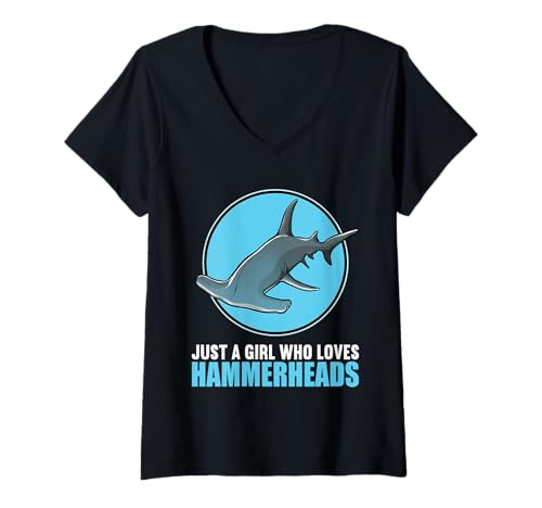 Damen Hammerhaie Hammerhai T-Shirt mit V-Ausschnitt Damen Hammerhaie Hammerhai T-Shirt mit V-Ausschnitt von Hammerhaie Hammerhai Tier Shop