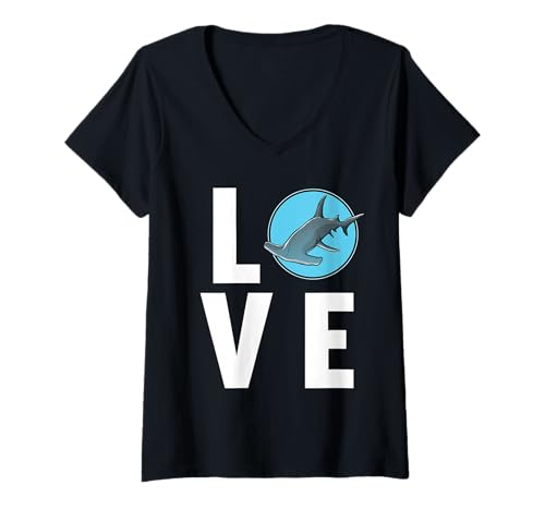 Damen Hammerhaie Hammerhai T-Shirt mit V-Ausschnitt Damen Hammerhaie Hammerhai T-Shirt mit V-Ausschnitt von Hammerhaie Hammerhai Tier Shop