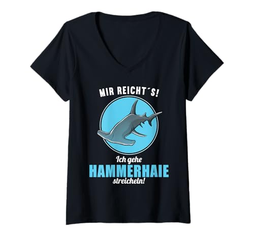 Damen Hammerhaie Hammerhai T-Shirt mit V-Ausschnitt Damen Hammerhaie Hammerhai T-Shirt mit V-Ausschnitt von Hammerhaie Hammerhai Tier Shop