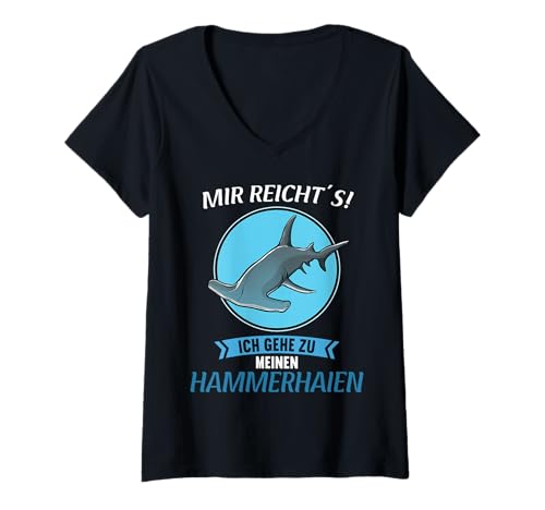Damen Hammerhaie Hammerhai T-Shirt mit V-Ausschnitt Damen Hammerhaie Hammerhai T-Shirt mit V-Ausschnitt von Hammerhaie Hammerhai Tier Shop