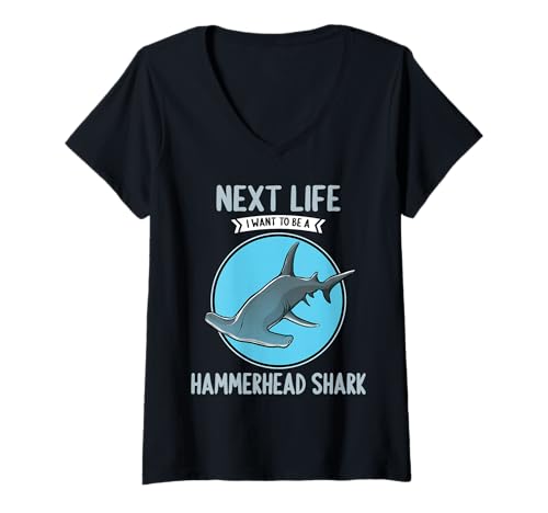 Damen Hammerhaie Hammerhai T-Shirt mit V-Ausschnitt Damen Hammerhaie Hammerhai T-Shirt mit V-Ausschnitt von Hammerhaie Hammerhai Tier Shop