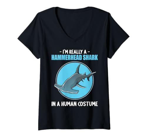 Damen Hammerhaie Hammerhai T-Shirt mit V-Ausschnitt Damen Hammerhaie Hammerhai T-Shirt mit V-Ausschnitt von Hammerhaie Hammerhai Tier Shop