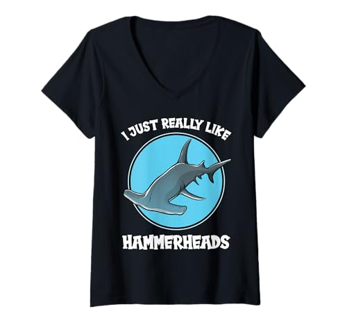 Damen Hammerhaie Hammerhai T-Shirt mit V-Ausschnitt Damen Hammerhaie Hammerhai T-Shirt mit V-Ausschnitt von Hammerhaie Hammerhai Tier Shop