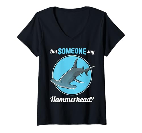 Damen Hammerhaie Hammerhai T-Shirt mit V-Ausschnitt Damen Hammerhaie Hammerhai T-Shirt mit V-Ausschnitt von Hammerhaie Hammerhai Tier Shop