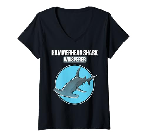 Damen Hammerhaie Hammerhai T-Shirt mit V-Ausschnitt Damen Hammerhaie Hammerhai T-Shirt mit V-Ausschnitt von Hammerhaie Hammerhai Tier Shop