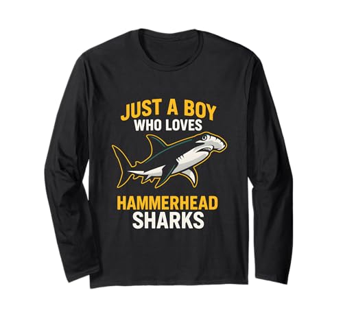 Boy Loves Hammerhead Shark Retro Herren Ocean Langarmshirt Boy Loves Hammerhead Shark Retro Herren Ocean Langarmshirt von Hammerhead Harmony - Surf's Up Shark Apparel