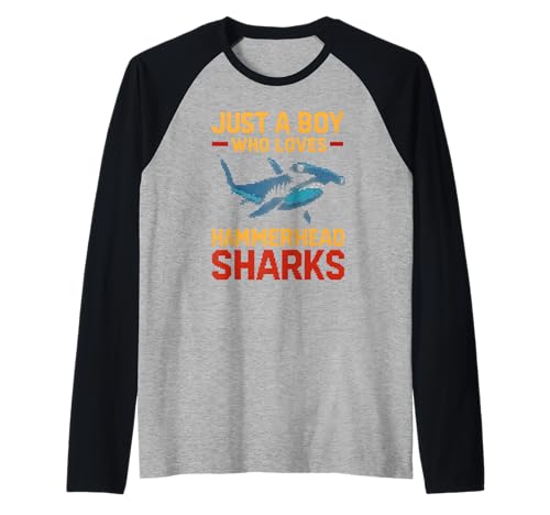 Boy Who Loves Hammerhead Sharks Up Cool Kids Ocean Raglan Boy Who Loves Hammerhead Sharks Up Cool Kids Ocean Raglan von Hammerhead Harmony - Surf's Up Shark Apparel