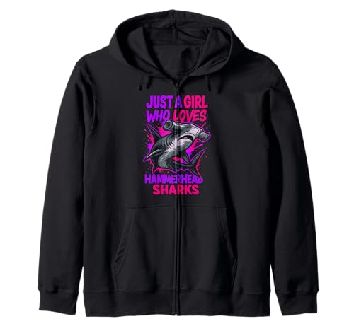 Girl Who Loves Hammerhead Shark Surf Shop Fun Damen Ocean Kapuzenjacke Girl Who Loves Hammerhead Shark Surf Shop Fun Damen Ocean Kapuzenjacke von Hammerhead Harmony - Surf's Up Shark Apparel