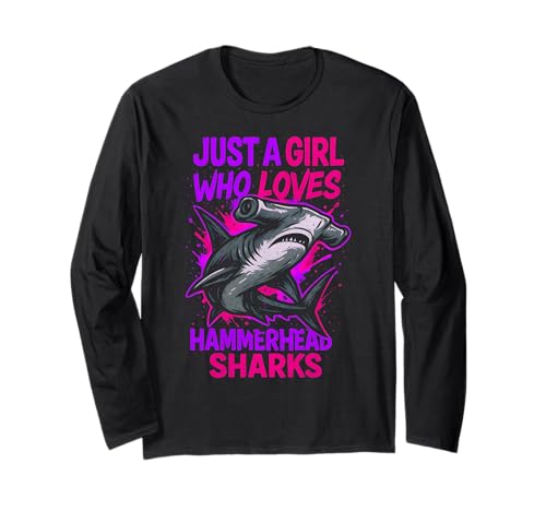 Girl Who Loves Hammerhead Shark Surf Shop Fun Damen Ocean Langarmshirt Girl Who Loves Hammerhead Shark Surf Shop Fun Damen Ocean Langarmshirt von Hammerhead Harmony - Surf's Up Shark Apparel