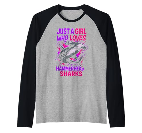 Girl Who Loves Hammerhead Shark Surf Shop Fun Damen Ocean Raglan Girl Who Loves Hammerhead Shark Surf Shop Fun Damen Ocean Raglan von Hammerhead Harmony - Surf's Up Shark Apparel