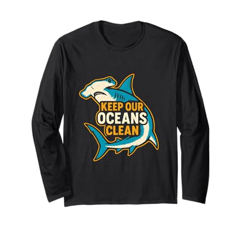 Hammerhead Keep Our Oceans Clean Vintage Herren Hai Langarmshirt Hammerhead Keep Our Oceans Clean Vintage Herren Hai Langarmshirt von Hammerhead Harmony - Surf's Up Shark Apparel