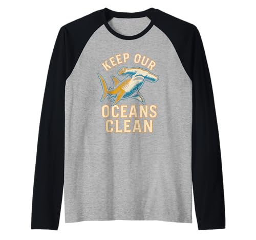 Hammerhead Keep Our Oceans Clean Vintage Herren Hai Raglan Hammerhead Keep Our Oceans Clean Vintage Herren Hai Raglan von Hammerhead Harmony - Surf's Up Shark Apparel