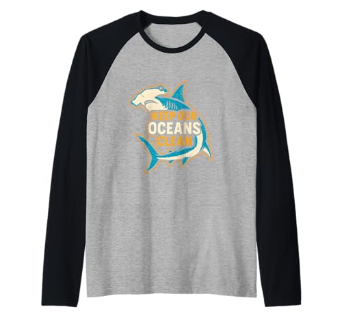 Hammerhead Keep Our Oceans Clean Vintage Herren Hai Raglan Hammerhead Keep Our Oceans Clean Vintage Herren Hai Raglan von Hammerhead Harmony - Surf's Up Shark Apparel