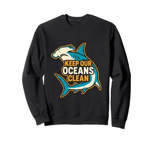 Hammerhead Keep Our Oceans Clean Vintage Herren Hai Sweatshirt Hammerhead Keep Our Oceans Clean Vintage Herren Hai Sweatshirt von Hammerhead Harmony - Surf's Up Shark Apparel