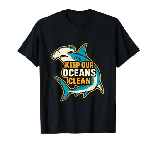 Hammerhead Keep Our Oceans Clean Vintage Herren Hai T-Shirt Hammerhead Keep Our Oceans Clean Vintage Herren Hai T-Shirt von Hammerhead Harmony - Surf's Up Shark Apparel