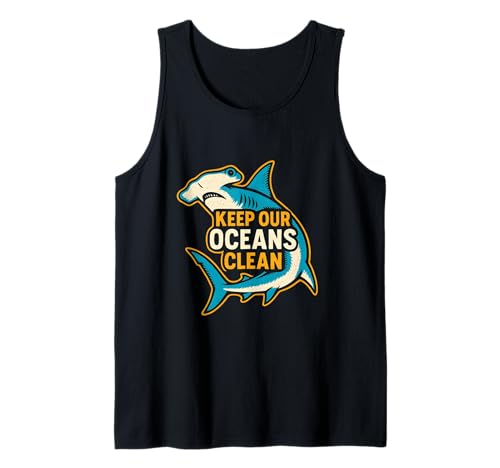 Hammerhead Keep Our Oceans Clean Vintage Herren Hai Tank Top Hammerhead Keep Our Oceans Clean Vintage Herren Hai Tank Top von Hammerhead Harmony - Surf's Up Shark Apparel