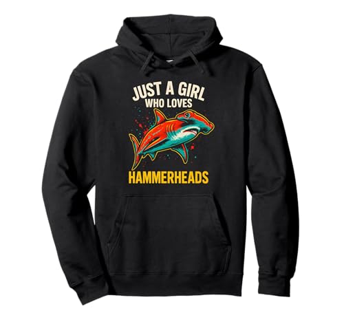 Mädchen, das Hammerheads liebt, Vintage-Mädchen, Shark Pullover Hoodie Mädchen, das Hammerheads liebt, Vintage-Mädchen, Shark Pullover Hoodie von Hammerhead Harmony - Surf's Up Shark Apparel