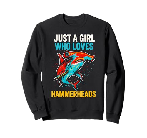 Mädchen, das Hammerheads liebt, Vintage-Mädchen, Shark Sweatshirt Mädchen, das Hammerheads liebt, Vintage-Mädchen, Shark Sweatshirt von Hammerhead Harmony - Surf's Up Shark Apparel