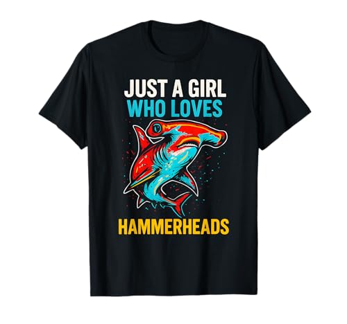 Mädchen, das Hammerheads liebt, Vintage-Mädchen, Shark T-Shirt Mädchen, das Hammerheads liebt, Vintage-Mädchen, Shark T-Shirt von Hammerhead Harmony - Surf's Up Shark Apparel