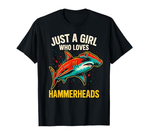 Mädchen, das Hammerheads liebt, Vintage-Mädchen, Shark T-Shirt Mädchen, das Hammerheads liebt, Vintage-Mädchen, Shark T-Shirt von Hammerhead Harmony - Surf's Up Shark Apparel