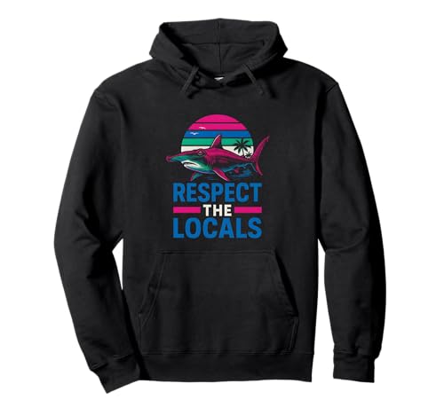 Respect the Locals Hammerhead Shark Vintage Herren Surf. Pullover Hoodie Respect the Locals Hammerhead Shark Vintage Herren Surf. Pullover Hoodie von Hammerhead Harmony - Surf's Up Shark Apparel