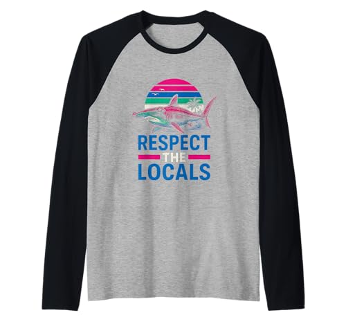 Respect the Locals Hammerhead Shark Vintage Herren Surf. Raglan Respect the Locals Hammerhead Shark Vintage Herren Surf. Raglan von Hammerhead Harmony - Surf's Up Shark Apparel