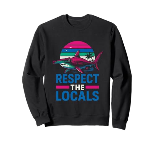 Respect the Locals Hammerhead Shark Vintage Herren Surf. Sweatshirt Respect the Locals Hammerhead Shark Vintage Herren Surf. Sweatshirt von Hammerhead Harmony - Surf's Up Shark Apparel