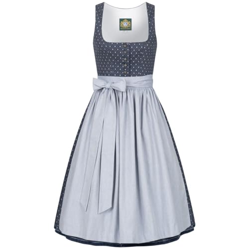 Hammerschmid Damen Trachten-Mode - Midi Dirndl Pillersee in Blau - 70cm - 2023 - Oktoberfest Kollektion 2023, Größe:34, Farbe:Blau von Hammerschmid