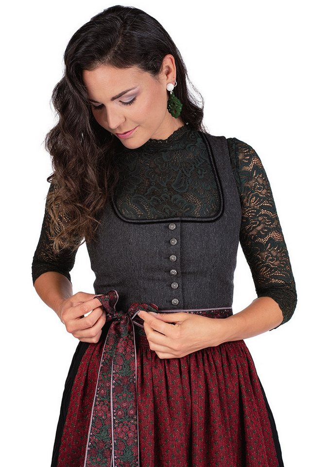 Hammerschmid Dirndl Midi Dirndl 2tlg. - PILLERSEE - grau/schwarz/rot von Hammerschmid