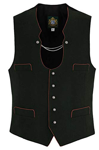 Hammerschmid Herren Traditionelles Trachten Gilet mit roter Paspelierung tanne, 54-TANNE, 54 von Hammerschmid