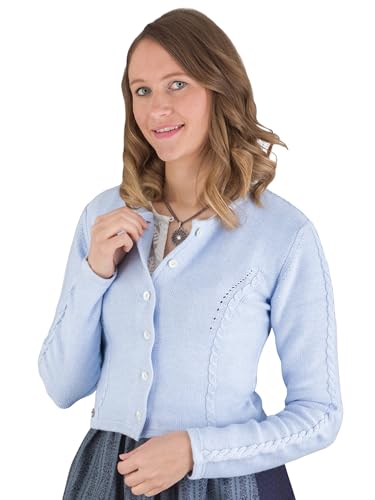 Hammerschmid Strickjacke Lugano blau, Lange Trachtenweste für Damen, Festliche Trachtenjacke zum Dirndl oder Rock (DE/NL/SE/PL, Numerisch, 40, Regular, Regular, blau) von Hammerschmid