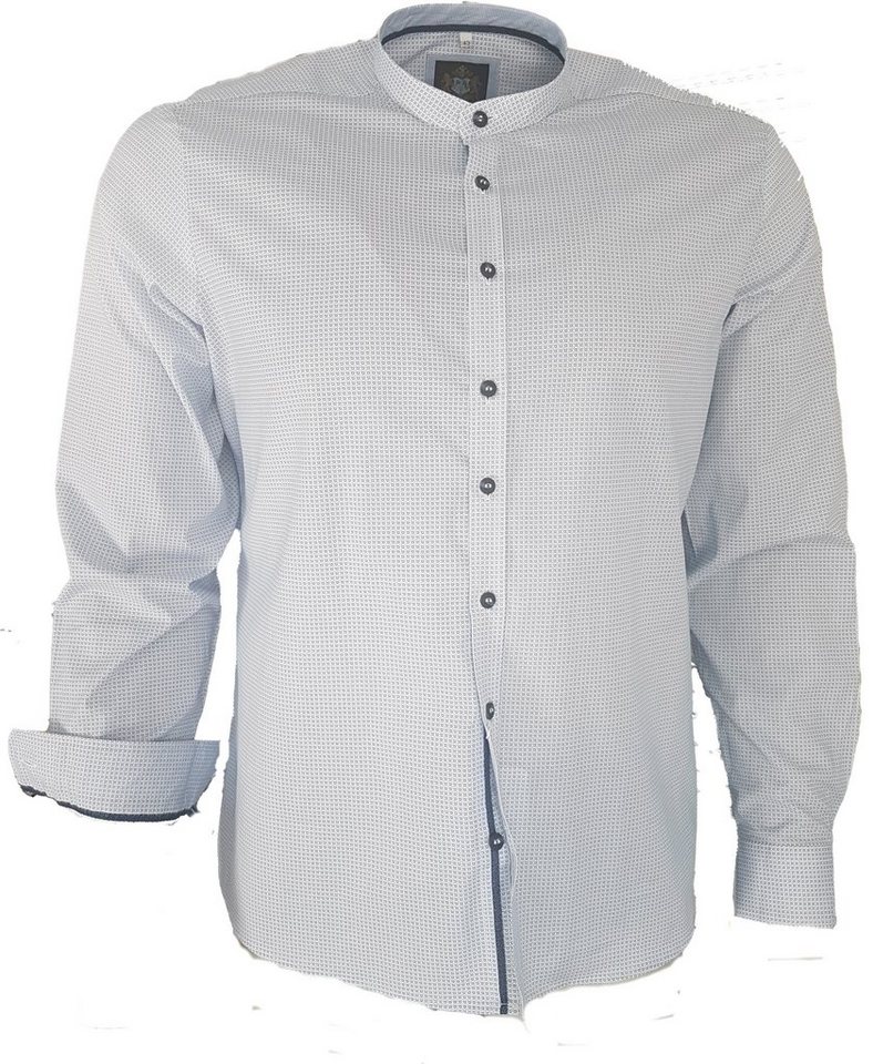 Hammerschmid Trachtenhemd Herrenhemd Stehkragen, modisch mit kleinem blauen Druckmuster von Hammerschmid