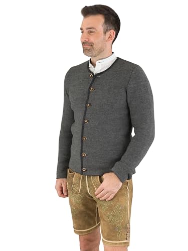 Hammerschmid Trachtenjacke Simon für Männer, Elegante Herrenstrickweste für Hochzeit, Taufe, Oktoberfest, Warmer Janker aus Schurwolle, Festliche Joppe in grau 54 von Hammerschmid