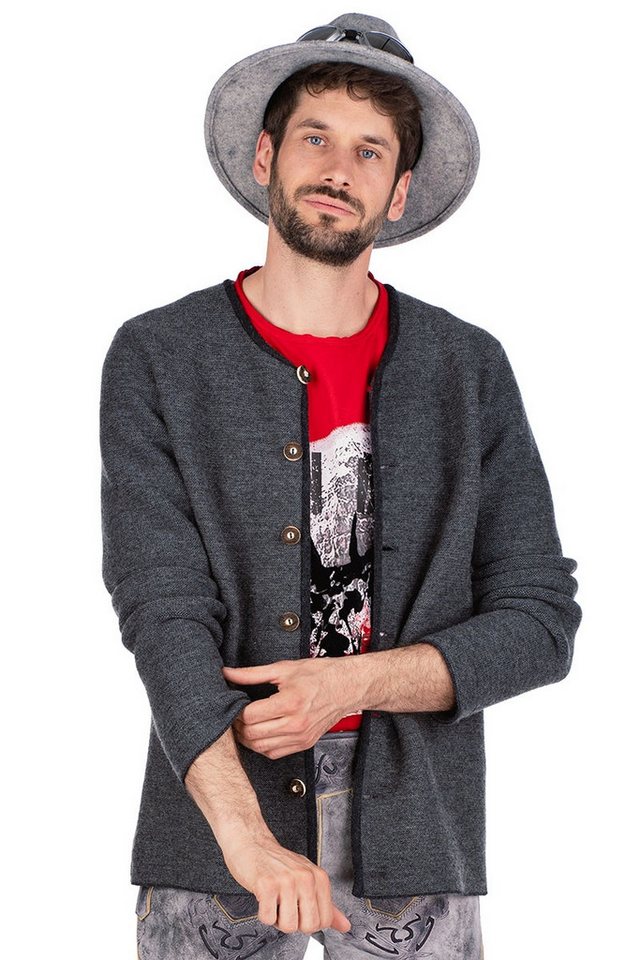 Hammerschmid Trachtenstrickjacke Trachten Strickjacke Herren - SIMON - dunkelgrau von Hammerschmid
