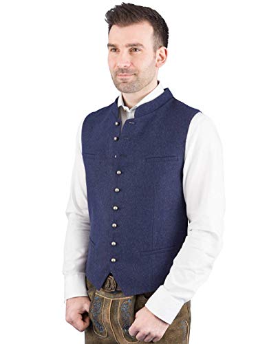 Hammerschmid Trachtenweste Herren Max blau, Trachtengilet Lodenweste - 44 von Hammerschmid