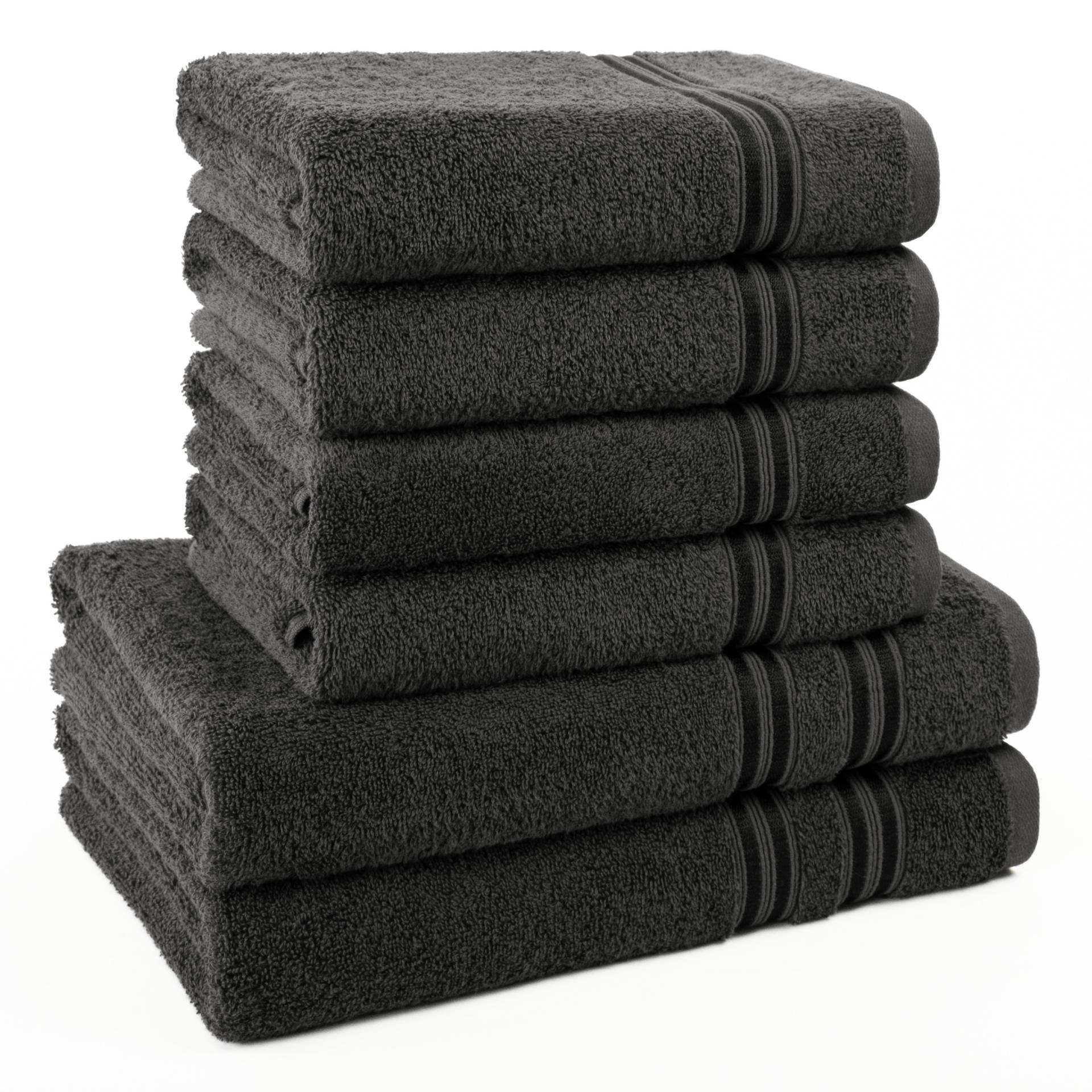 HAMMETEX Handtuch Set "6-teiliges Handtuch Set, 100% Baumwolle, Weich & Saugstark" Set 6 Stk. Frottier mit Bordüre, einfarbig, weich von Hammetex