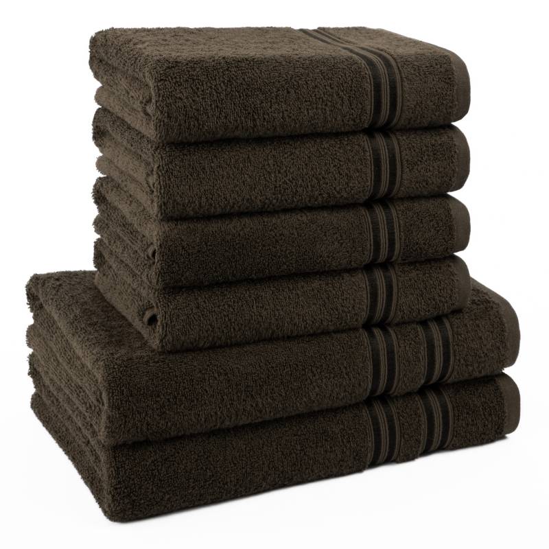 HAMMETEX Handtuch Set "6-teiliges Handtuch Set, 100% Baumwolle, Weich & Saugstark" Set 6 Stk. Frottier mit Bordüre, einfarbig, weich von Hammetex