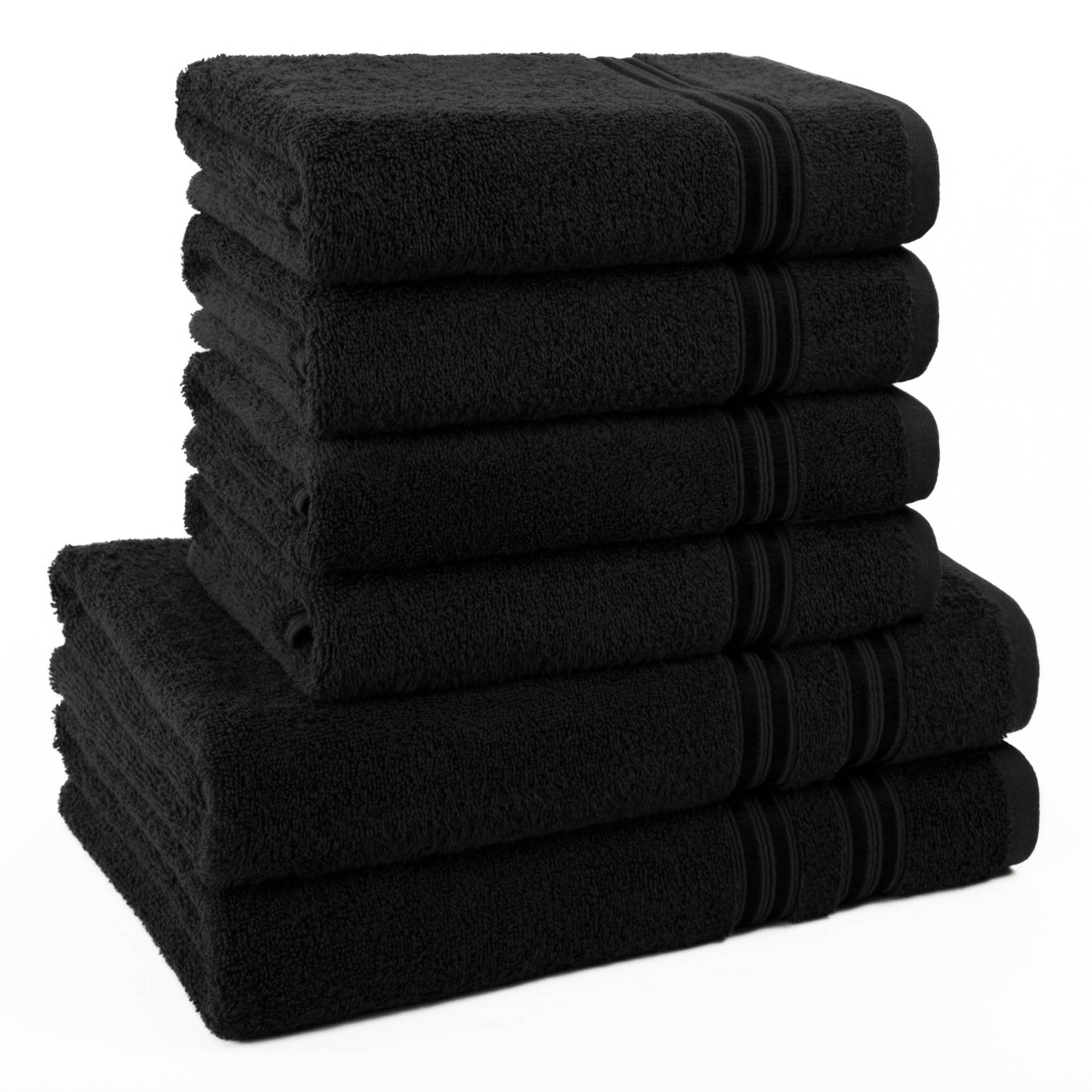 HAMMETEX Handtuch Set "6-teiliges Handtuch Set, 100% Baumwolle, Weich & Saugstark" Set 6 Stk. Frottier mit Bordüre, einfarbig, weich von Hammetex