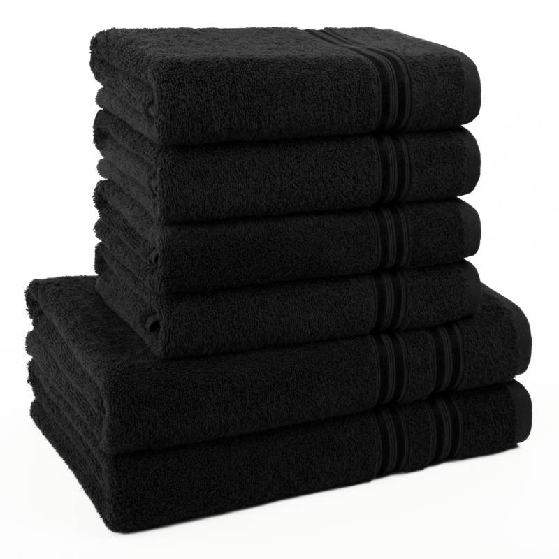 HAMMETEX Handtuch Set "6-teiliges Handtuch Set, 100% Baumwolle, Weich & Saugstark" Set 6 Stk. Frottier mit Bordüre, einfarbig, weich von Hammetex