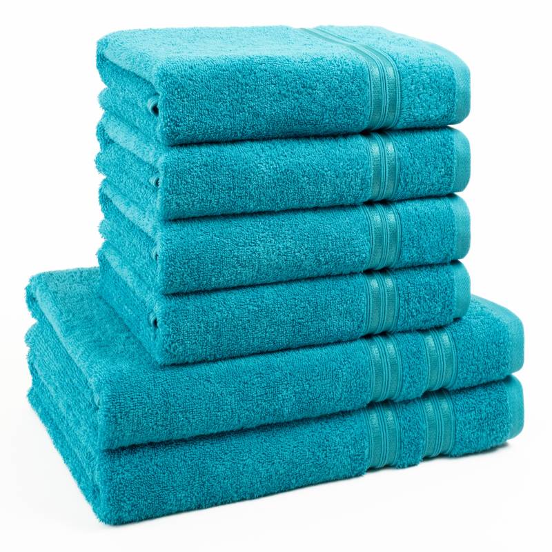 HAMMETEX Handtuch Set "6-teiliges Handtuch Set, 100% Baumwolle, Weich & Saugstark" Set 6 Stk. Frottier mit Bordüre, einfarbig, weich von Hammetex