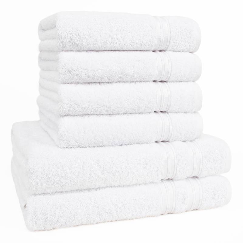 HAMMETEX Handtuch Set "6-teiliges Handtuch Set, 100% Baumwolle, Weich & Saugstark" Set 6 Stk. Frottier mit Bordüre, einfarbig, weich von Hammetex