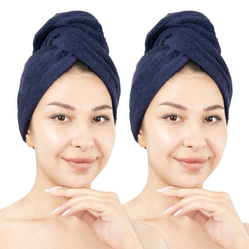 HAMMETEX Turban-Handtuch "2er Set Haarturban Damen, 100% Baumwolle, Flauschig & Schnelltrocknend", (Set, 2 St., 2), Uni-Farben, weich von Hammetex