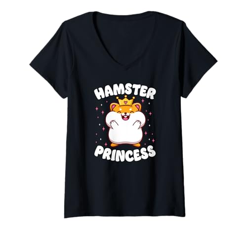 Damen Hamster Hamster Prinzessin T-Shirt mit V-Ausschnitt Damen Hamster Hamster Prinzessin T-Shirt mit V-Ausschnitt von Hammy I Love Hamster HD0